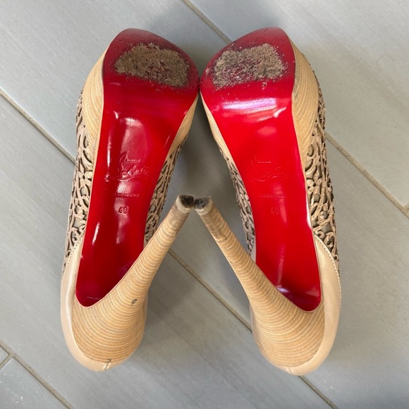 Christian Louboutin Pampas 150 Calf Brown, Laser-cut, Lace Peep-Toe Heels main image 7